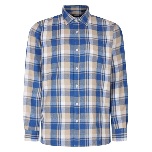 Bigdude – Kariertes Flanell-Langarmhemd, Staubblau